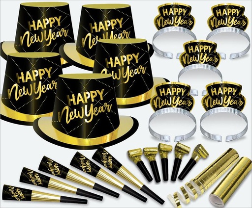 [Y38597-GD] Party Time Gold Assortment for 50 - Gold/Black