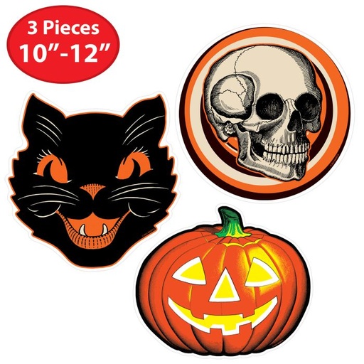 [01252] Plastic Vintage Halloween Cutouts Size: 10" -  12"