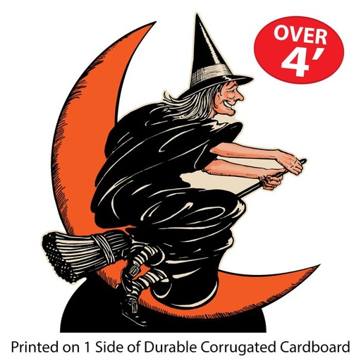 [00952] Vintage Halloween Witch & Moon Stand Up, 125cm