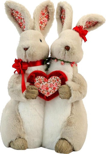 [LJ058] 26cm Couple Bunny - Grey