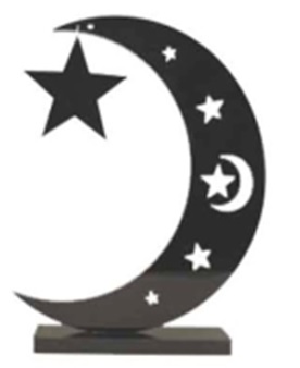 [RM139] 20cm Acrylic Crescent with Star Centerpiece - Black