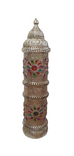 [ZJ009] Brushed Lantern with Coloured Glass, 106cm