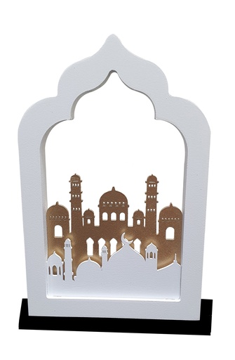 [RM219] 20cm High Mosque Centerpiece, White/ Gold  