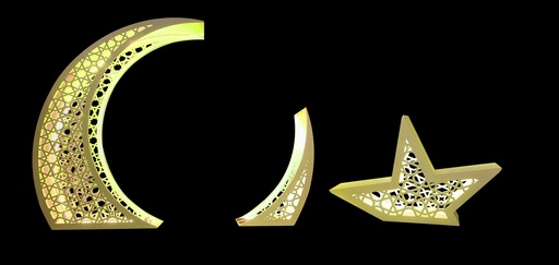 [RM221] 170cm High Illuminated Wooden Crescent & Star