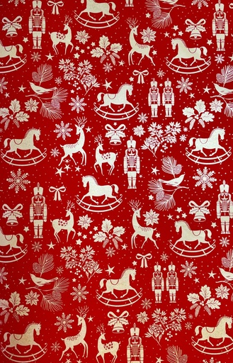 [LI056] 10m x 70cm Printed Gift Wrap - Red/Gold
