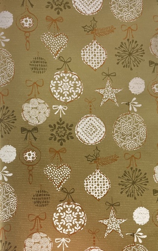 [LI059] 10m x 70cm Printed Gift Wrap - Gold/White/Copper