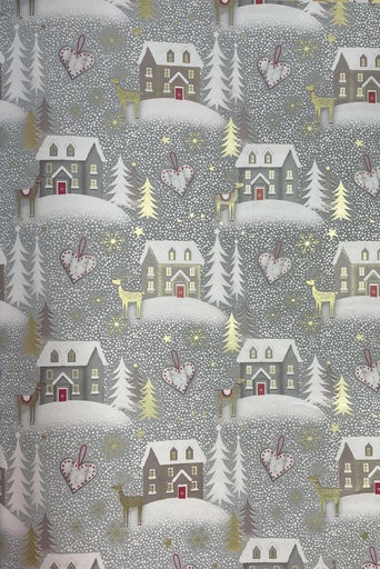 [LI064] 10m x 70cm Printed Gift Wrap - Silver/Multicolour