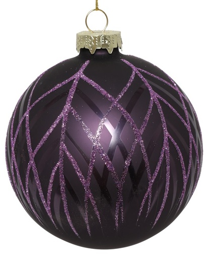 [DS012] 10cm Glittered Glass Ball - Purple