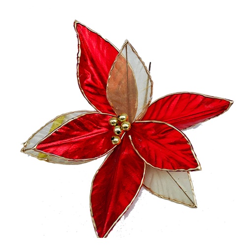 [DZ027-GDR] 28cm Poinsettia - Gold/Red