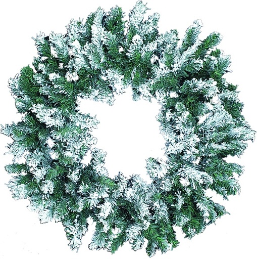 [DE017-24GT] 24" Flocked Wreath - Snowy