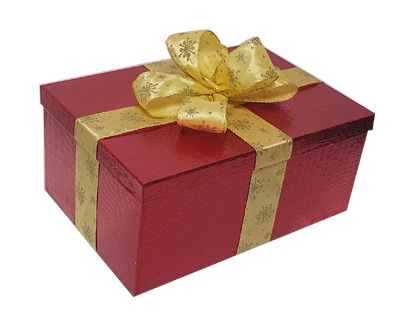 [AB012-M] L:34-41, W:24-29, H:14-18 cm Gift Boxes with Ribbon - Red/Gold