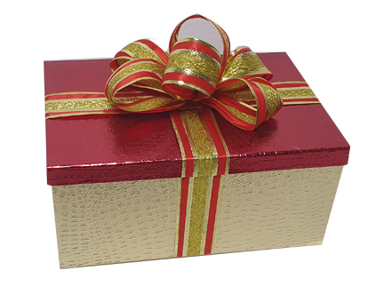 [AB013-M] L:34-41, W:24-29, H:14-18 cm Gift Boxes with Ribbon - Gold/Red