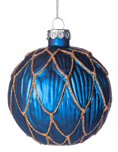 [GW016-A] 8cm Petal Glass Ball - Blue/Gold