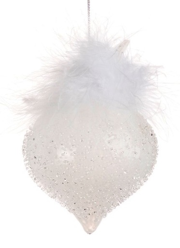 [GW020-C] 6cm Plume Top Glass Onion - White