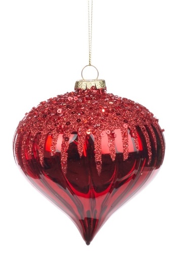 [GW031-C] 7.5cm Sequined Glass Onion - Red