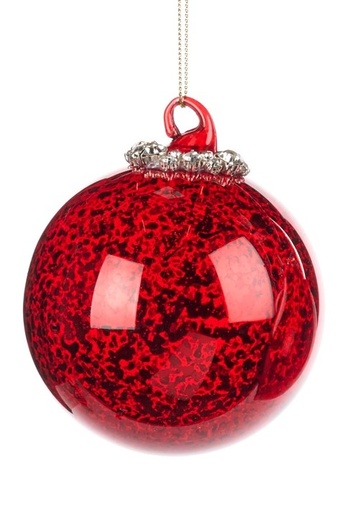 [GW032-A] 8cm Antique Jewel Top Glass Ball - Red