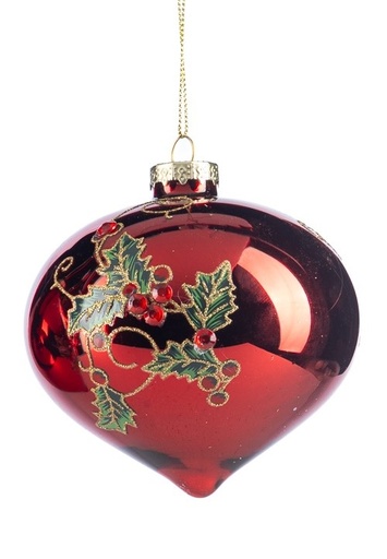 [GW034-C] Holly Berry Glass Onion, 7.5cm