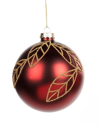 [GW035-A] Beaded Leaf Glass Ball, 10cm