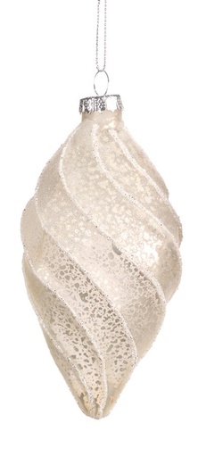 [GW040-B] 12cm Swirl Glass Teardrop - Champagne