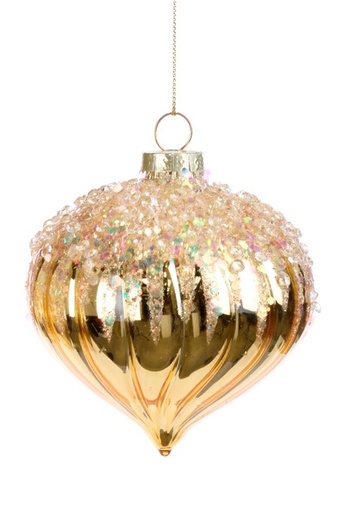 [GW042-C] 6cm Studded Glass Onion - Gold