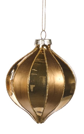 [GW043-C] 6cm Stripe Glass Onion - Gold