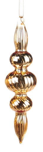 [GW044-C] 16cm Ribbed Glass Finial - Gold