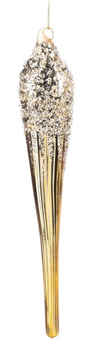 [GW046-A] 30cm Studded Glass Icicle - Gold