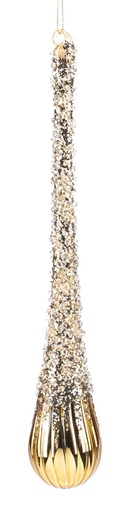 [GW046-B] 30cm Studded Glass Icicle - Gold