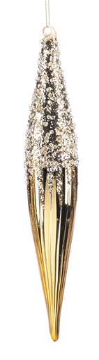 [GW046-C] 30cm Studded Glass Icicle - Gold
