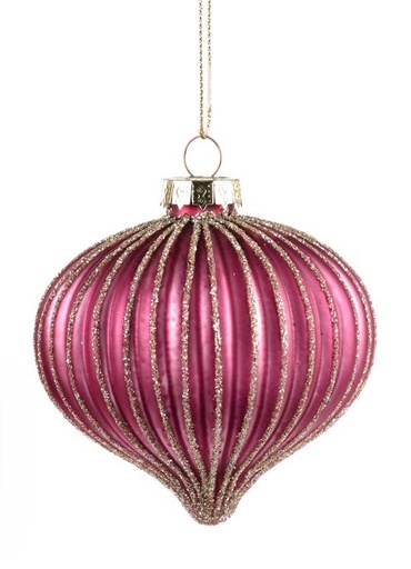 [GW048-C] 6cm Ribbed Glass Onion - Pink