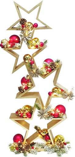 [REF255] Wooden Stacking Stars with Decoration, 103cm