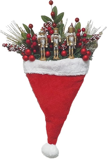 [REF265] Decorated Santa Hat with Nutcrackers, 60cm