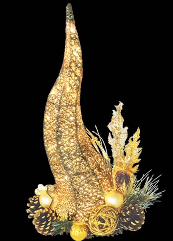 Illuminated Decorated Cone with Pinecones
